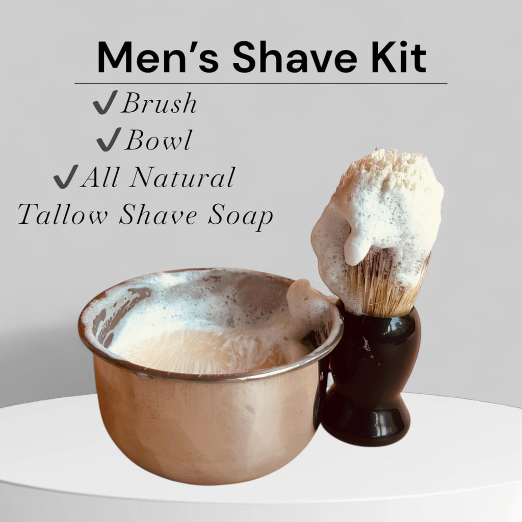 Handmade Moisturizing Shave Soap Set for Him Fathers Day Gift Idea Rustic Barber Shop Shave Disc With Bowl and Brush or Replacement pucks
