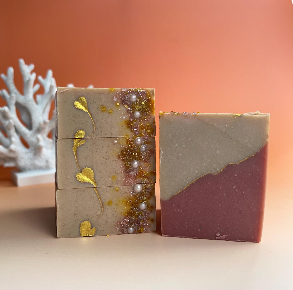 Handmade Soap Shea Butter Bath Bar Pink Sugar Fragrance Oil Vegan Friendly Beauty Product Self Care Bathroom Elegant Soap for Wedding Favor