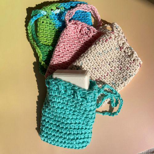 100 Percent Cotton Soap Saver Bag Handmade Soap Bag Soap Sock Hand Made Spa Gift EcoFriendly Reusable Bath Accessory 100% Cotton