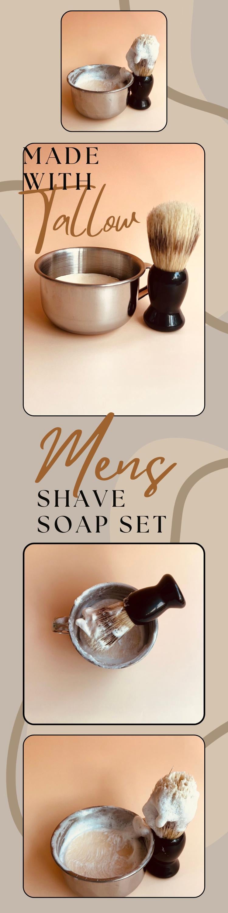 Handmade Moisturizing Shave Soap Set for Him Fathers Day Gift Idea Rustic Barber Shop Shave Disc With Bowl and Brush or Replacement pucks